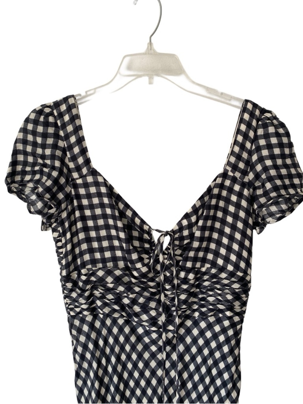 J. Crew Collection NWTs Silk Tie Neck Cap Sleeve Maxi Dress Gingham size 4 Black - Picture 8 of 13